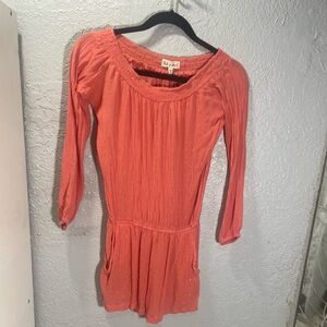 Coral Long Sleeve Romper